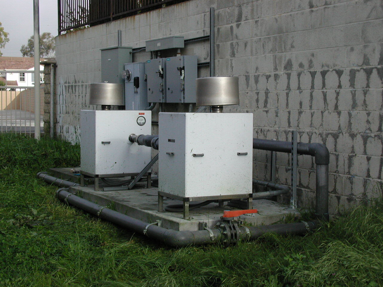 Outdoor blower installation for methane gas remediation at a brownfield site